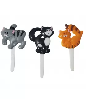 Cat Trio Vintage 2004 Plastic Cupcake Picks (12ct)