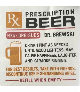 Adult Birthday 'Prescription Beer' Small Napkins (25ct)