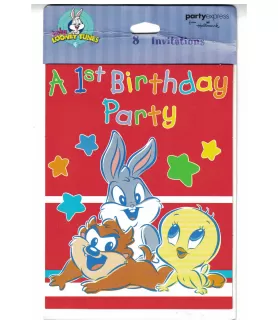 Baby Looney Tunes 'Alphabet Fun' Invitations with Envelopes (8ct)