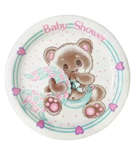  Baby Shower Vintage 'Cuddles' Large Paper Plates (8ct)