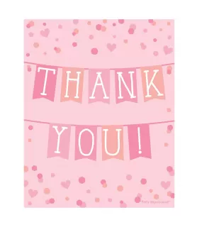 Baby Shower Pink 'It's a Girl'  Thank You Postcards W/ Envelopes (8ct)