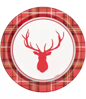 Christmas 'Plaid Deer' Small Paper Plates (8ct)