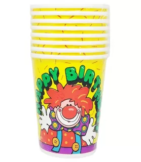 Happy Birthday 'Birthday Clown' 9oz Paper Cups (8ct)