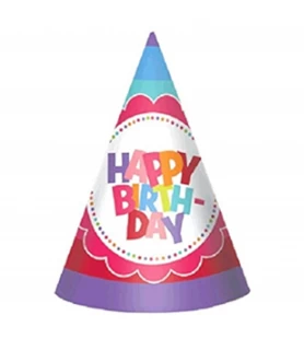 Happy Birthday 'Birthday Girl' Cone Hats (8ct)