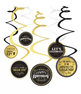Over the Hill 'Better With Age' Paper Hanging Swirl Decorations (12ct)
