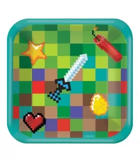 Pixel Party Small Square Paper Plates (8ct)
