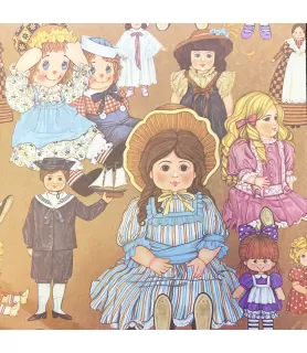 Raggedy Ann And Andy With Dolls Vintage Folded Gift Wrap (1 sheet)
