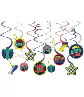 Skater Party Paper Hanging Swirl Decorations (12ct)
