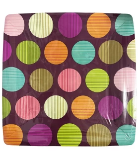 Happy Birthday 'On The Dot' Extra Large Square Paper Plates (8ct)