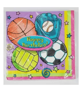 Sports '#1 Girl' Happy Birthday Lunch Napkins (16ct)