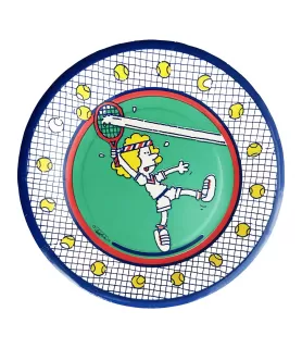 Adult Birthday Vintage 'Tennis Time' Small Paper Plates (8ct)