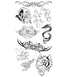 Gotta Glo Tiger And Gorilla Temporary Tattoos (10ct)