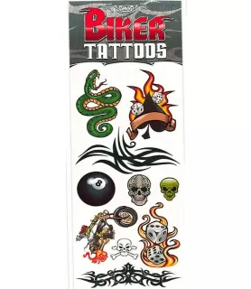 Biker And Skull Temporary Tattoos (10ct)