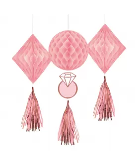 Wedding and Bridal 'Blush' Honeycomb Hanging Decoration (3ct)