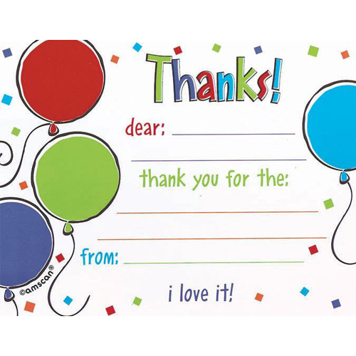 Happy Birthday 'Balloon Scribble' Thank You Notes w/ Envelopes (8ct)