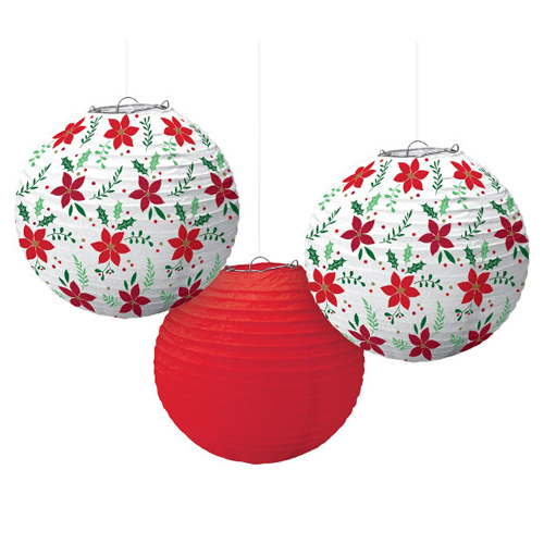Christmas 'Traditional' Paper Lanterns (3ct)