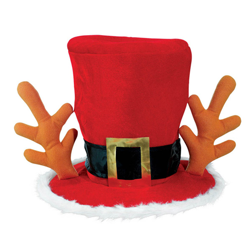 Christmas Reindeer Antlers Jumbo Plush Top Hat (1ct)