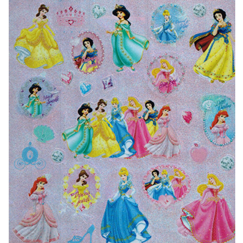 Princess Sticker Rhinestones Disney Princess Glitter Stickers (1 sheet)