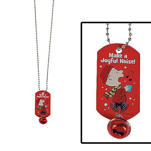 Peanuts Snoopy Christmas 'Make a Joyful Noise' Dog Tag Necklace / Favor