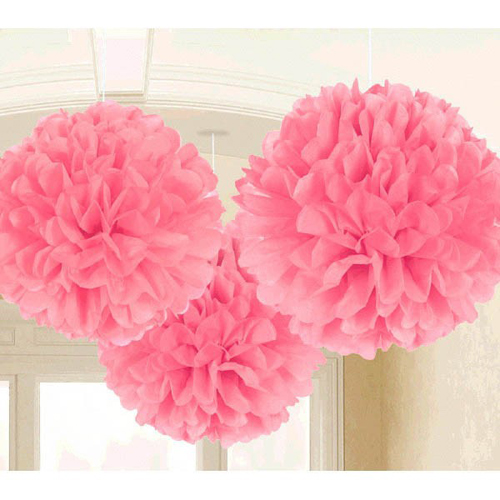 Light Pink Large Round Fluffy Pom Pom Hanging Decorations ...