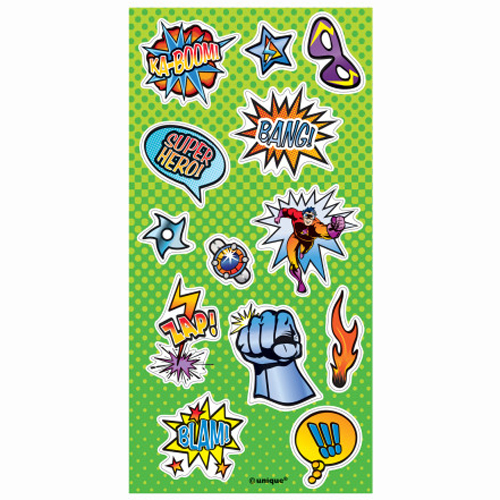 Superhero Birthday Blast Stickers (4 sheets)