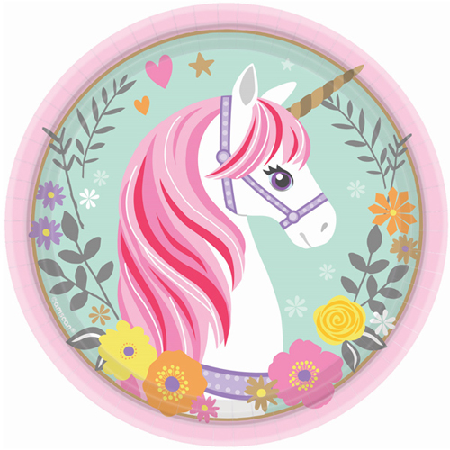 games shower 101 baby Paper Plates Unicorn Small Magical (8ct)