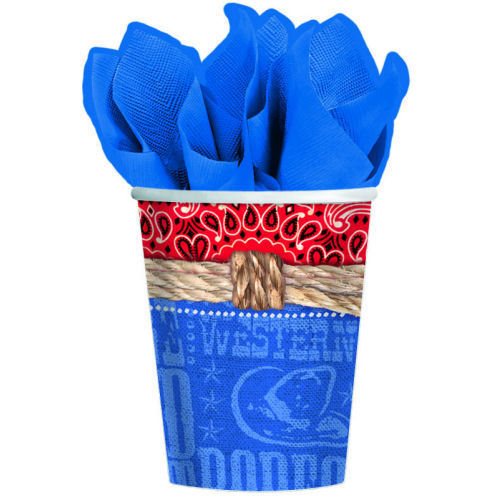 Western 'Bandana Ranch' 9oz Paper Cups (8ct)